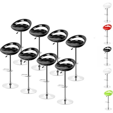 Tabouret de Bar Lot de 8 Réglables en Plastique ABS Hauteur Réglables Noir (1/5)