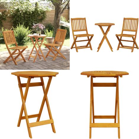 Ensemble de bistro pliable 3 pcs bois d'acacia solide - Meubles De Jardin - Salon De Jardin - Set Bistrot - Mobilier D'extérieur - Acacia Massif - Home & Living (1/5)