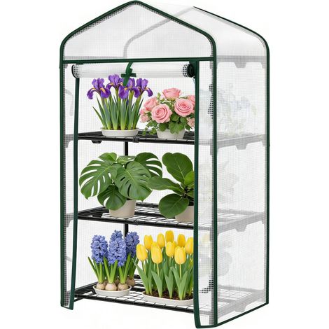 Invernadero exterior compacto de PE y metal 69 x 49 x 125 cm blanco (1/4)