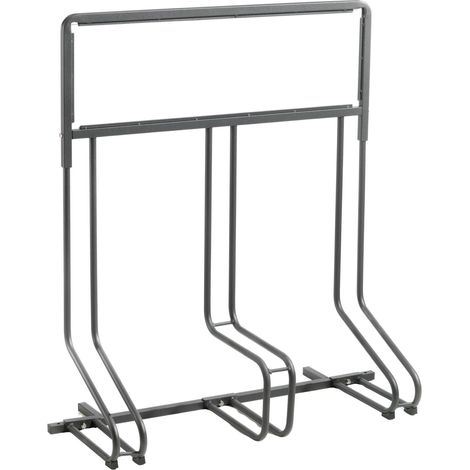 Andrys Rastrelliera Bici 3 Posti con Cartello PVC Nero Zincato Verniciato