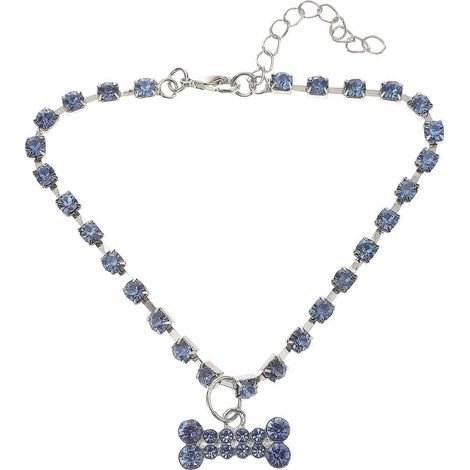Collar para perro Blue Bone ajustable con diseño de pedrería metálica. (1/5)