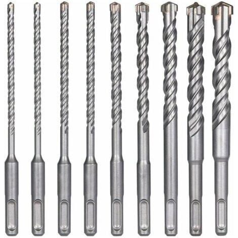 Forets à Béton, 9PCS (5 mm 16x160 mm), Pour Perforateur, Béton, Brique, Pierre, Métal (1/4)