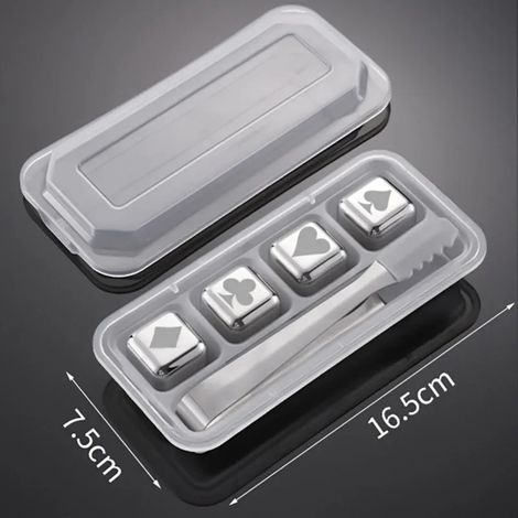 (Argent, 4 pièces, avec clips) Glaçons réutilisables en acier inoxydable, congélation rapide, métal de qualité alimentaire. (1/5)