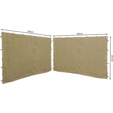 2 Seitenteile 295x201cm für Pavillon Roma 3x3m Seitenwand Sand