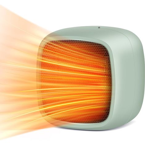 Radiateur Soufflant Radiateur céramique, Chauffage D'appoint lectrique Portable, Chauffage Soufflant Salle de Bain, 2 niveaux de puissance, Protection Contre la Surchauffe et le Basculent,vert