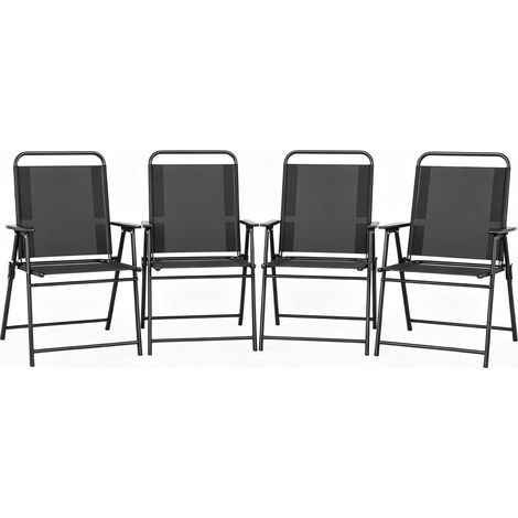 Chaise de loisirs polyvalente, chaise d'extérieur pliable avec dossier haut et accoudoirs, chaise pliante légère (lot de 4 chaises uniquement) (1/4)