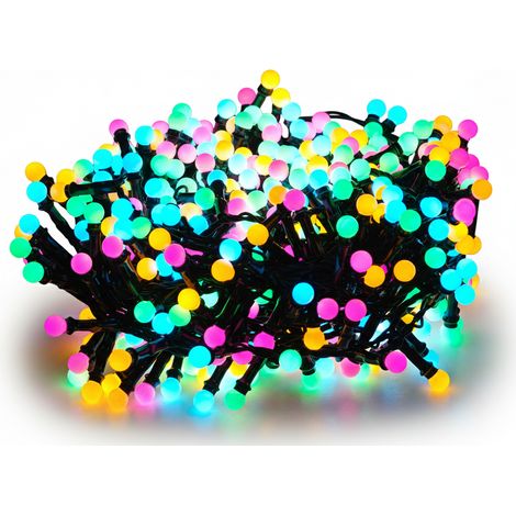 Catena Luminosa 500 palline LED Soft multicolore per Interno ed Esterno Luci Natalizie IP44 Interno Esterno con 8 Effetti Luce e Trasformatore lunghe  mt 12,5