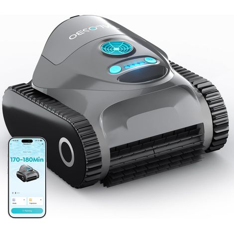 Robot de Piscine sans Fil, Robot Piscine Fond et Parois,Double Filtration, Autonomie 170-180 Min,3 Moteurs,Forte Aspiration, Contrôle Via App, pour Piscines jusqu'à 150 m² (1/5)