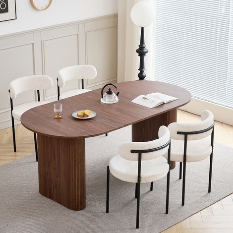 Wokaka Table à Manger Ovale - 180cm table de Moderne - pour 6-8 personnes - MDF - marron foncé (1/5)