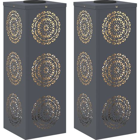 Set di 2 lampade da terra per esterni a LED solari 18 x 18 x 50 cm atmosfera calda design moderno in acciaio antracite 020052596