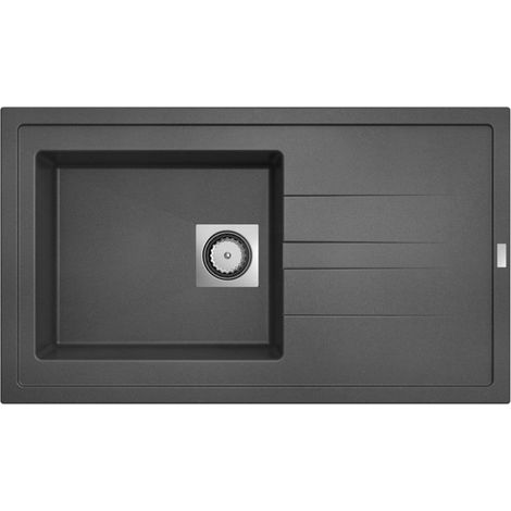 Carea Cuisine & Bain – Évier à encastrer 1 bac réversible 86x50 cm – Carealith® résistant à la chaleur et aux chocs – Livré avec accessoires et notice de pose (1/4)
