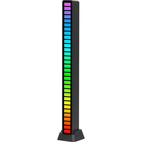 Lampe à LED RGB en forme de barre, contrôle vocal, 18 modes, pour voiture, chambre, studio, ambiance musicale, réglable, noir. (1/5)