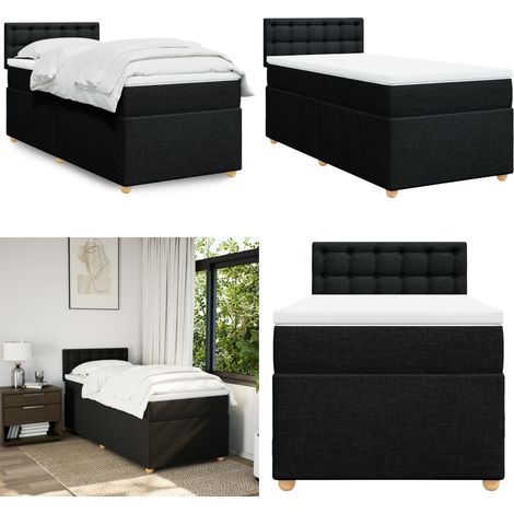 Boxspringbett mit Matratze Schwarz 80x200 cm Stoff - Boxspringbett - Doppelbett - Schlafsystem - Bettsofa - Bettgestell - Home & Living (1/5)