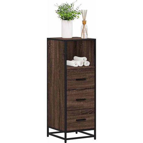 Badschrank Braun Eichen-Optik 35x37,5x100 cm Holzwerkstoff