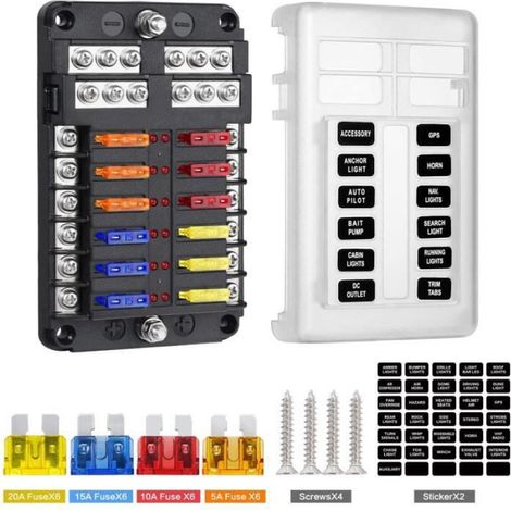 12 Voies Boîte Fusibles,12V Porte Fusible,ATO 32V 100A avec 12 Voyants LED Couvercle de Protection étanch,Boîte à Fusibles (1/3)