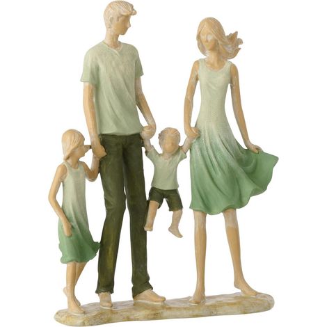Statuette Famille 2 Enfants "Matcha" 25cm Vert (1/2)