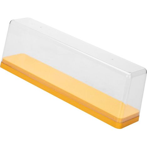 Boîte de rangement pour figurines, anti-poussière, empilable, transparente, jaune. (1/5)