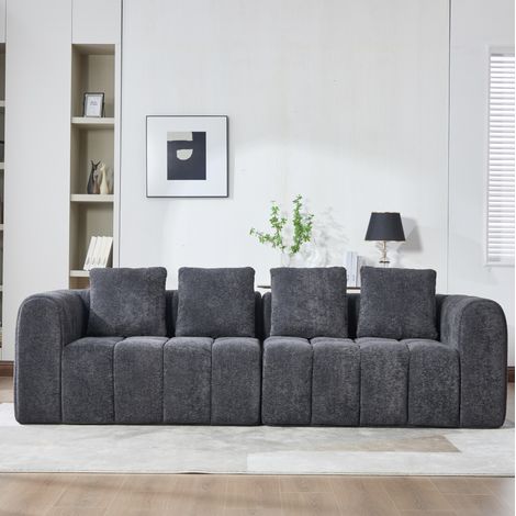 Modulares Sofa Stoff dunkelgrau 260x94,5x80 cm, 2-teilig, montagefrei (1/5)