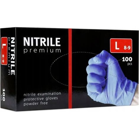 PREMIUM puderfreie Nitrilhandschuhe [L] 100 Stück blau (1/2)