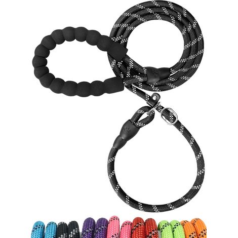 Corde réfléchissante pour laisses de chien avec poignée rembourrée douce, 185 cm