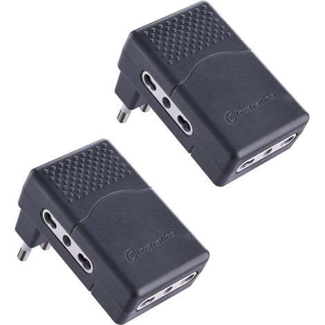 Electraline 92307 Set 2 Adattatori Multipresa Tripla 3 Posti Bivalenti 10/16A, Nero