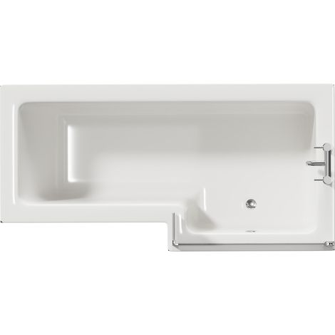 Loire 1700mm Right Hand L Shaped Shower Bath with Bath Screen and Matt Black Front and End Bath Panels (1/5)