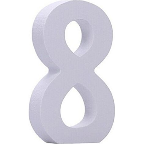 TrAdE Shop Traesio - Numero 8 In Legno Bianco 11cm Decorazione Confettata Compleanno Arredo Casa Tavolo -