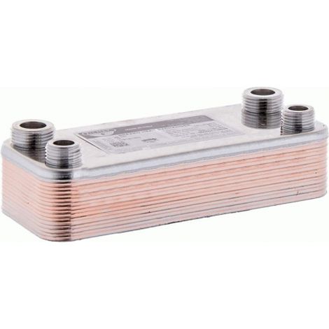 Intercambiador de 16 Placas para Ferroli Atlas D 30 SI UNIT  Conexiones 3/4"M x 1/2"M  Recambio Original Código I39812300