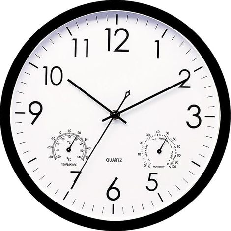 Thermometer und Hygrometer, Horloge de Chambre à Coucher Simple et élégante, étanche, Horloge de Patio rétro, Horloge Murale élégante en métal, 30cm Rund (1/5)