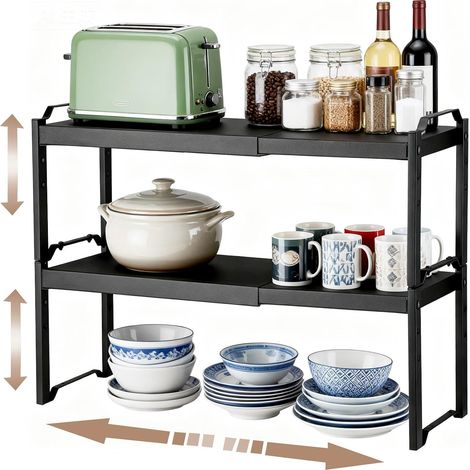 Etagere Placard, 32-53cm Etagere Cuisine Extensibles, 2 Niveauxs (1/5)