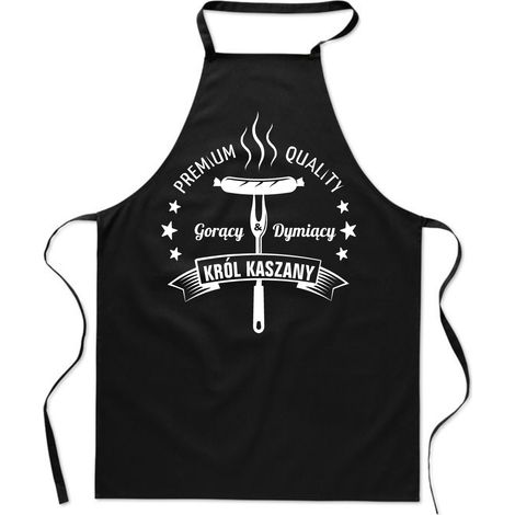 DELANTAL negro con estampado divertido de cocina KING OF GROATS para hombre para asar a la parrilla (1/4)