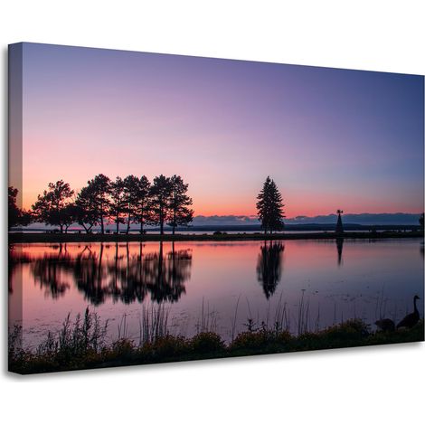 Lienzo impreso "Atardecer sobre el agua" 90x60 cm