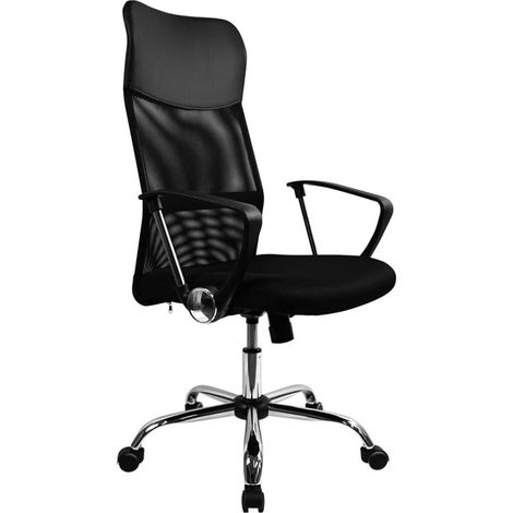DASCK - Silla de Oficina Ergonómica con Respaldo de Malla, Altura Ajustable y Ruedas Giratorias 360° – Base Cromada y Reposabrazos Fijos (1/5)