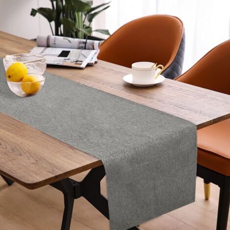 Chemin de table printemps moderne, imperméable, gris foncé, chemin de table imperméable, aspect lin, gris, chemin de table pour l'intérieur, fête, décoration de vacances (35 x 180 cm) (1/4)