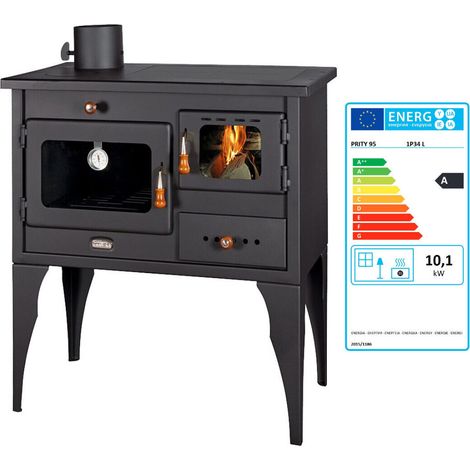 Stufa a legna con CUCINA, FORNO CAMINETTO ACCIAIO TOP Prity 1P34L 10.1kW