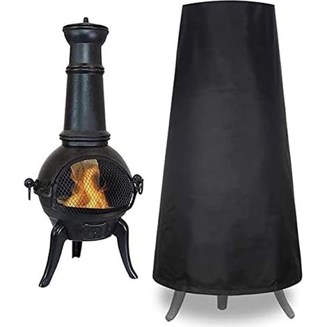 Housse de protection pour cheminée d'extérieur en tissu Oxford 210D robuste ,Grande housse de protection imperméable et coupe-vent pour cheminée d'extérieur (122 x 21 x 61 cm) (1/5)