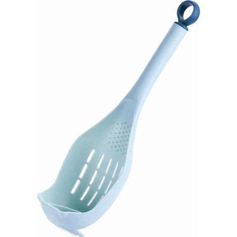 Cucharas de cocina versátiles  Utensilios de cocina de mango largo con orificio para colgar para cocinar, remover, mezclar y servir - Azul cielo - 1 pieza