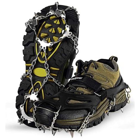 VURAHOME - Crampons à glace pour chaussures de randonnée – 18 pointes antidérapantes en acier inoxydable – Installation facile avec Velcro – Pour surfaces glacées (1/5)