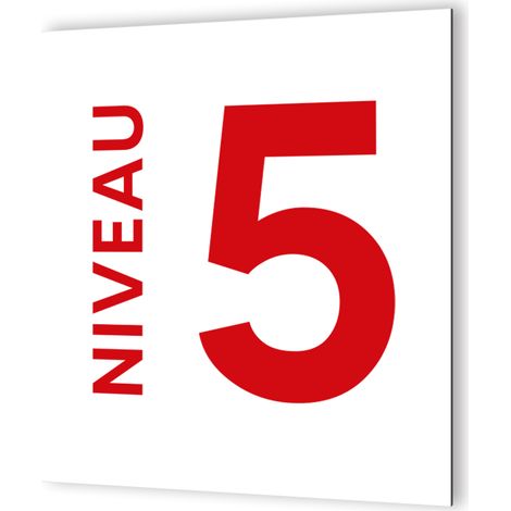 Panneau numéro d'étage - Signalétique Dibond blanc - Pictogramme rouge - 20x20 cm, 3 mm, fixation multiple (1/2)