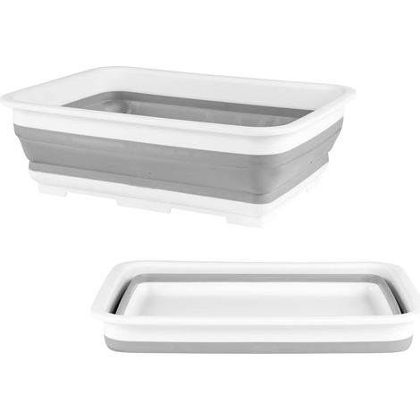SHINING HOUSE Lavabo plegable - Lavabo de plástico retráctil, cuenco para lavar platos, portátil, para lavar verduras, platos, lavabo rectangular para el hogar y la cocina, camping, caravanas (gris) (1/5)