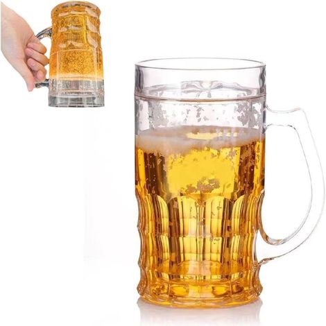 Verre À Bière Double Paroi - 200 ml - Gel Réfrigérant Intégré - Sans Fuite - Poignée Ergonomique - Pour Fêtes Et Décoration Intérieure (1/5)