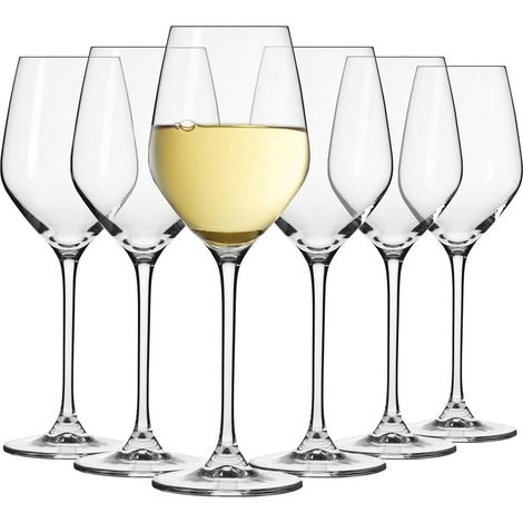 Lot de 6 Verre à vin blanc,200 ml,Cristal sans plomb,Bol conique,Compatible lave-vaisselle,Maison restaurant fête