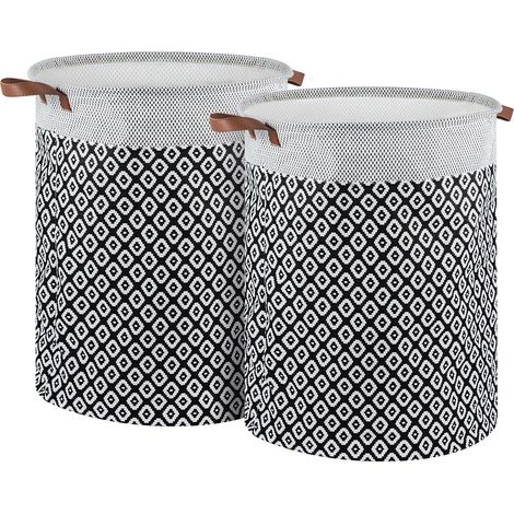 JF HOME BLISS 58L Large Laundry Basket, 2-Pack Foldable Waterproof Washing Basket with Handles, Portable Dirty Clothes Hamper for Bedroom, Bathroom, Dorm, Travel  Grey (1/5)