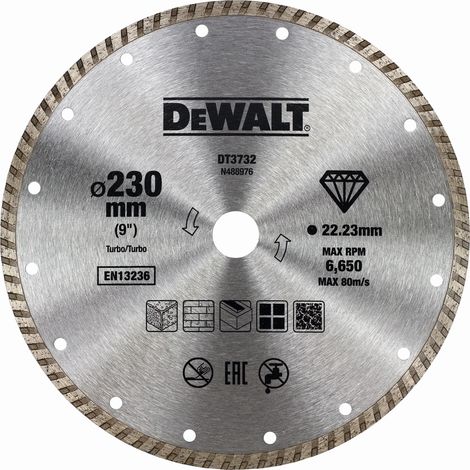 DeWALT - Disque à tronçonner diamanté pour matériaux durs 230x22,23 mm DT3732