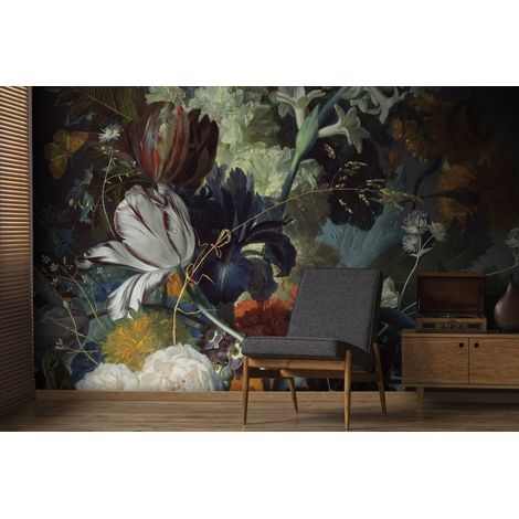 Papier peint panoramique 280 x 300 cm – Fleurs Aliénor multicolores – Papier cellulose/polyester – Texture lisse, entretien facile – Art For The Home