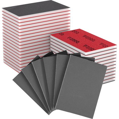Éponge de Ponçage 32PCS, Bloc de Mousse Abrasive Flexible, Grains 2000, Tampons Abrasifs Lavables et Réutilisables pour Bois, Métal, Meubles, Mur (70x100mm) (1/5)
