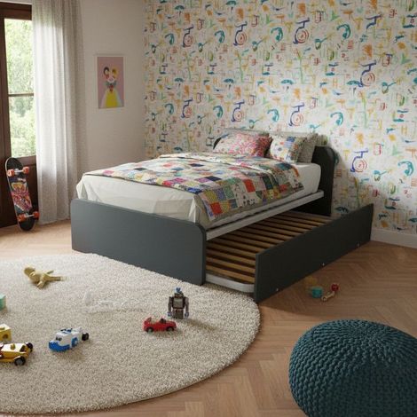 Letto 1 piazza e mezza con letto estraibile - Basalto