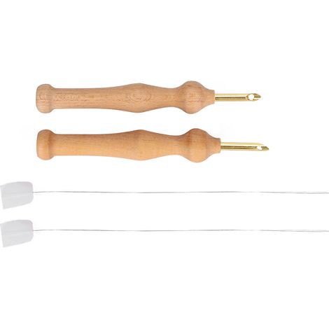 1 Stylo à broder perforé, manche en bois, aiguille filetée, pour feutre, artisanat DIY (1/5)