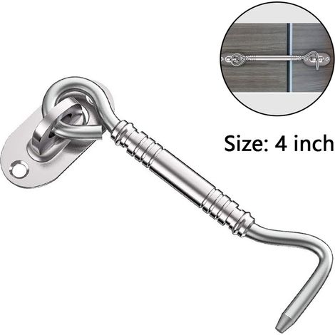 Crochet de porte en acier inoxydable - Crochet tempête - Pour porte et fenêtre - 1 pièce - Argent (1/5)