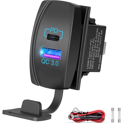 Doble Enchufe del Cargador USB del Panel de conmutación basculante, 12V/24V Enchufe del Cargador del Coche del Panel de reemplazo del Interruptor basculante Impermeable para el Barco Marino camión (1/5)